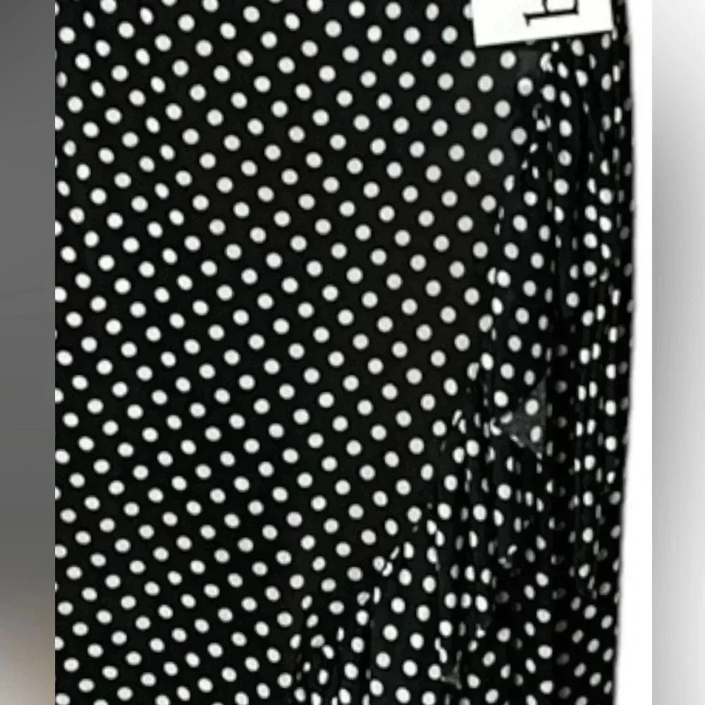 Vtg Faux wrap ,flare,ruffle skirt,NWT, polka dots,B&W,festival,gypsy,cottagecore - Picture 4 of 15